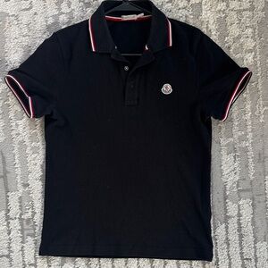 Moncler Black Polo Shirt with Red and White Accents